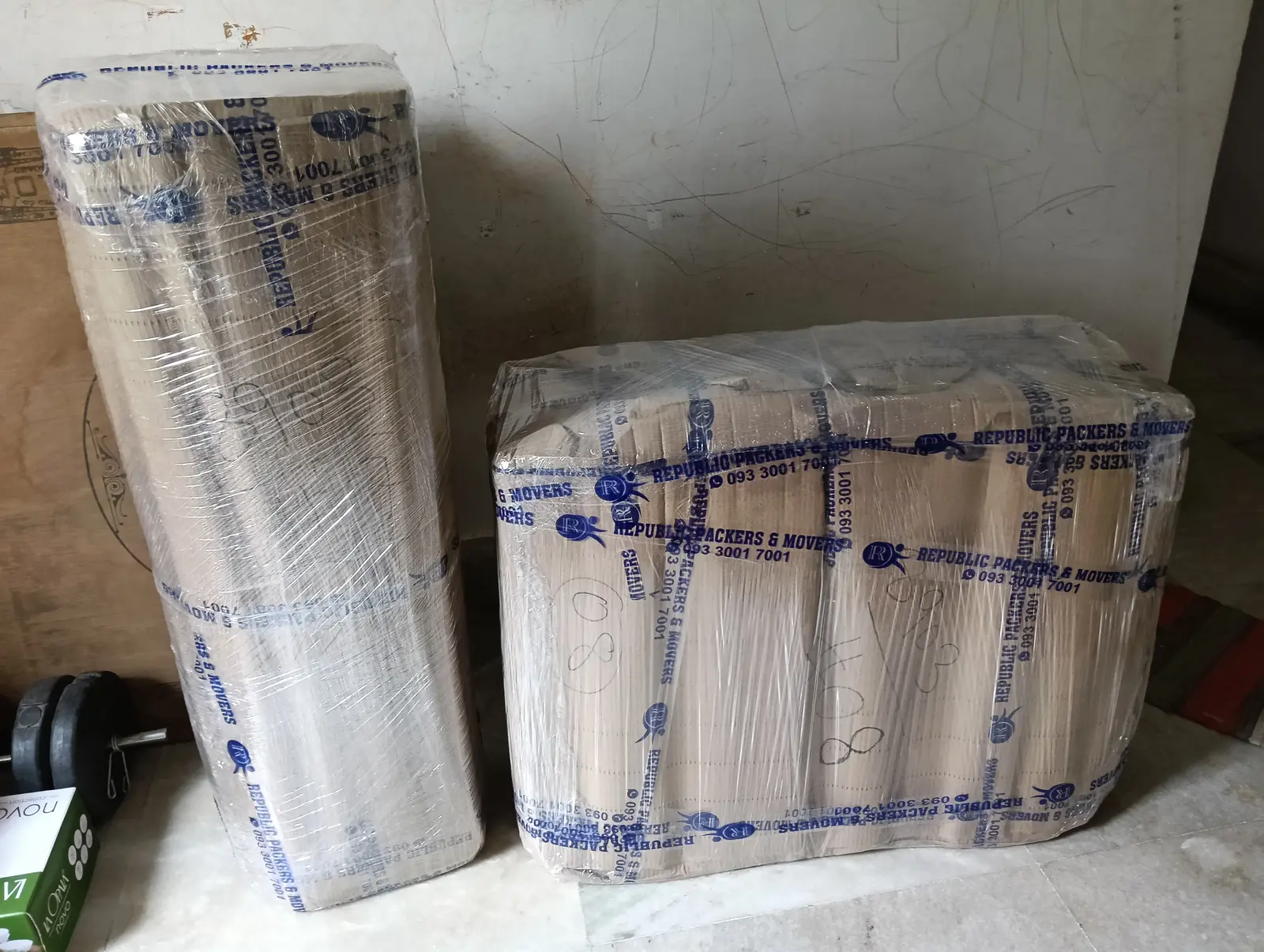 Household goods securely packed for relocation