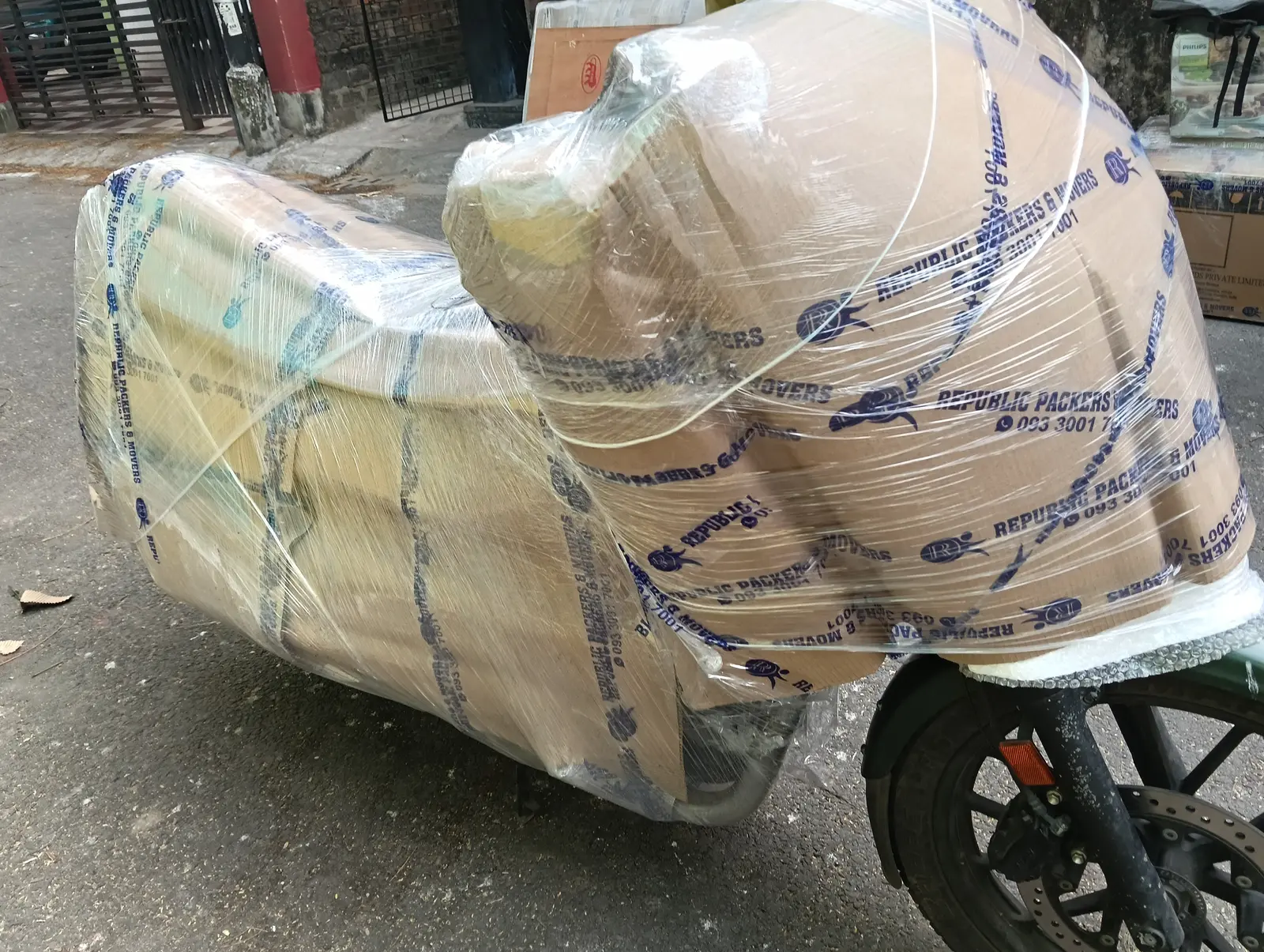 Scooter packed for safe relocation