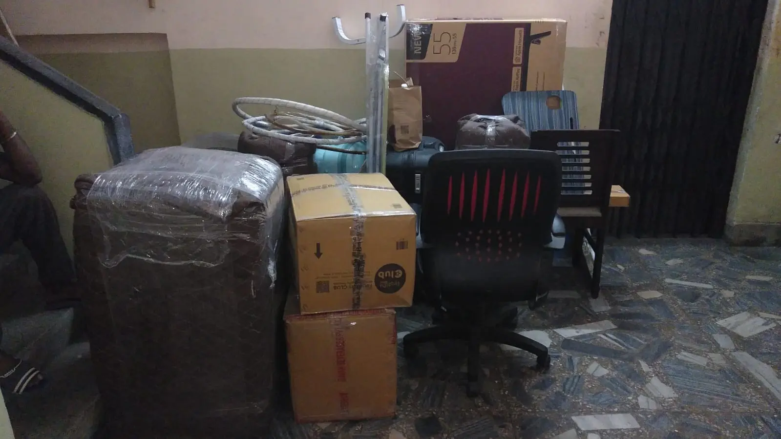 Loaded moving vehicle ready for transportation